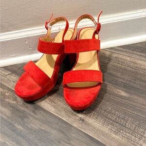 Red Suede Women's Sandals